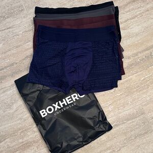 Boxhero Bamboo Men's Boxer Briefs - Navy, Black, gray and Burgundy Set XL